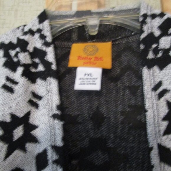 Ladies PXL Ruby Lane Southerwestern black/grey cardigan shrug sweater - Picture 2 of 3